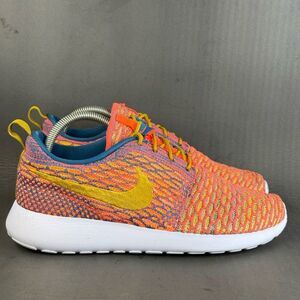 Nike Roshe One Flyknit Dark Citron Sunset Glow sneaker womens size 8.5